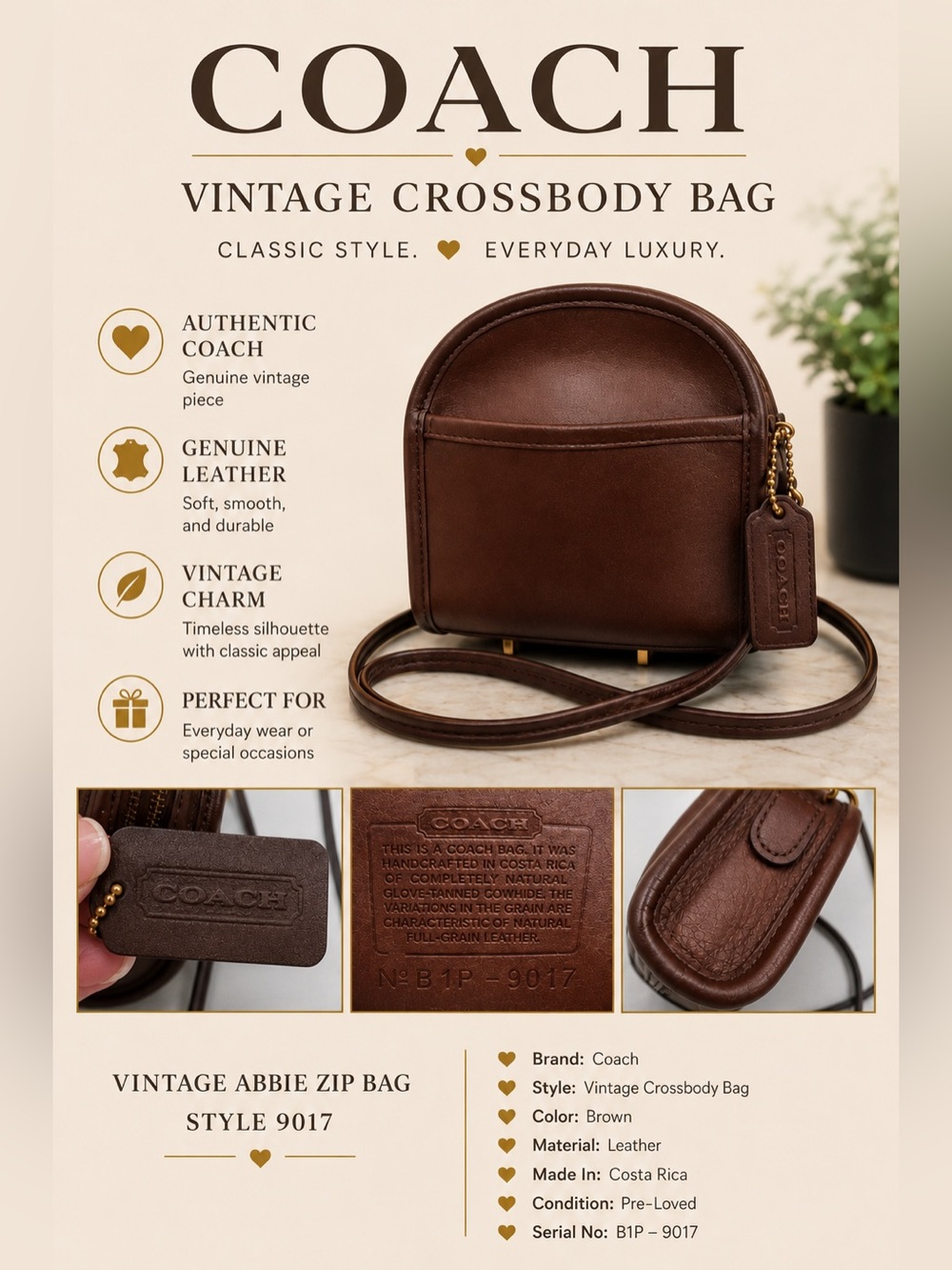 Coach Vintage Abbie Zip bag (Style 9017) - Picture 6 of 13